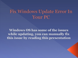 How To Fix Windows Update Error?