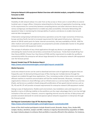 Enterprise Network LAN equipment Market Overview with detailed analysis, competitive landscape, forecaste to 2026
