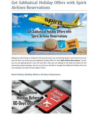 Get Sabbatical Holiday Offers with Spirit Airlines Reservations