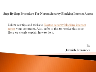 Step-By-Step Procedure For Norton Security Blocking Internet Access