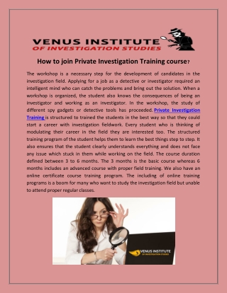How to join private investigation training course