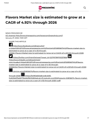 2020 Flavors Market Size, Share and Trend Analysis Report to 2026