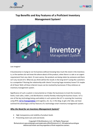 Top Benefits and Key Features of a Proficient Inventory Management System!