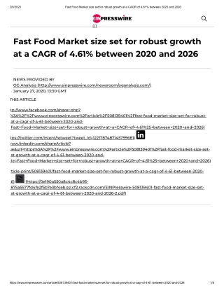 2020 Fast Food Market Size, Share and Trend Analysis Report to 2026