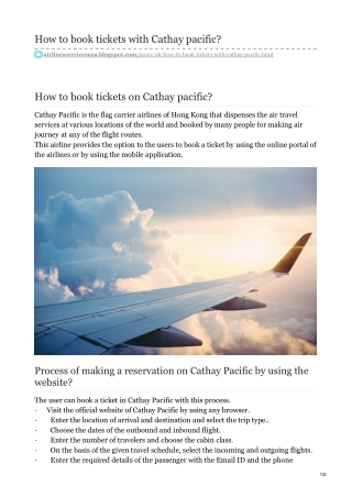Cathay Pacific Air Booking