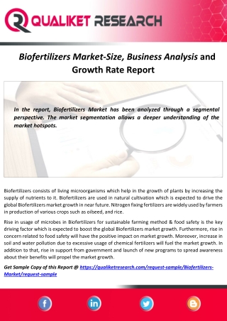 Global Biofertilizers Market 2020 Industry Trends,Growth & Industry Analysis