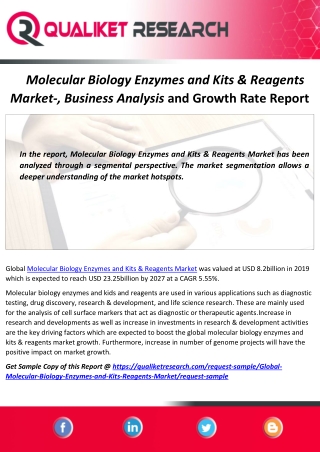 Technological Advancements in Molecular Biology Enzymes and Kits & Reagents Market to boost Revenues Through COVID-19 Cr