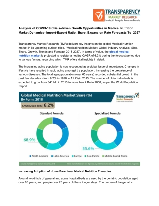 Analysis of COVID-19 Crisis-driven Growth Opportunities in Medical Nutrition Market Dynamics- Import-Export Ratio, Share