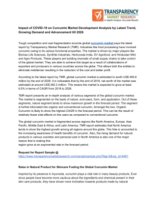 Impact of COVID-19 on Curcumin Market Development Analysis by Latest Trend, Growing Demand and Advancement till 2026