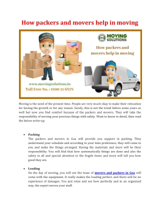 How packers and movers help in moving