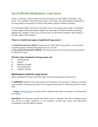 List of Lung Cancer Medications