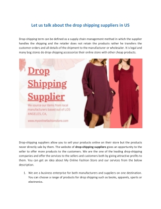 Let us talk about the drop shipping suppliers in US