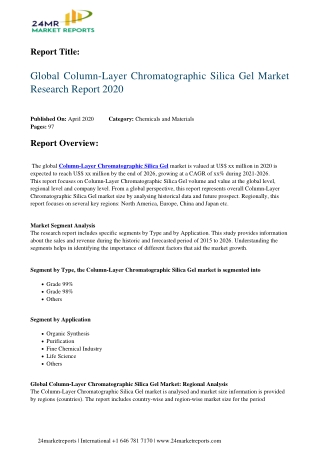 Column-Layer Chromatographic Silica Gel Market Research Report 2020