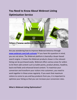 You Need to Know About Webroot Listing Optimization Service