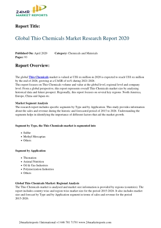 Thio Chemicals Market Research Report 2020