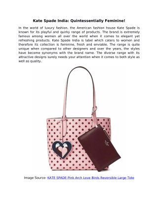 Kate Spade India: Quintessentially Feminine!