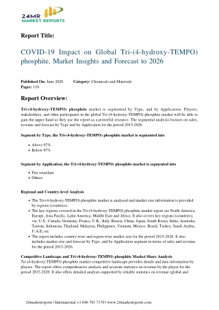 Tri-(4-Hydroxy-TEMPO) Phosphite, Market Insights and Forecast to 2026