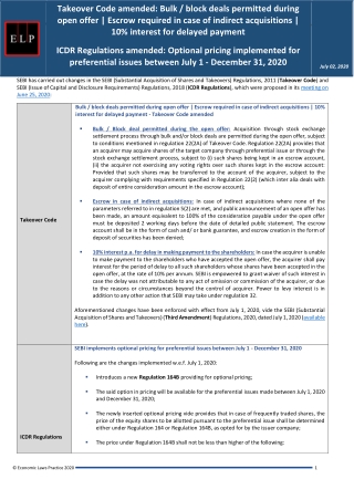 ICDR Regulations amended: Optional pricing implemented for preferential issues between July 1 - December 31, 2020