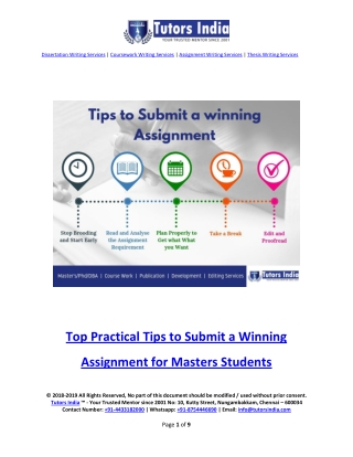 Excellent Tips to Submit the Winning Assignment for Master Students- Tutors India
