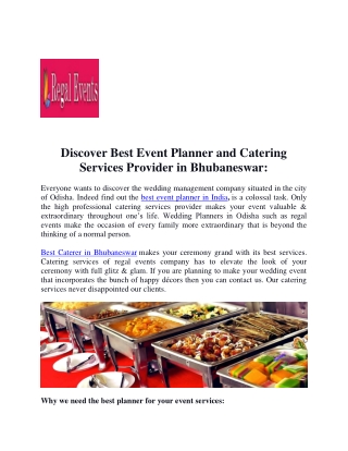 Discover Best Event Planner and Catering Services Provider in Bhubaneswar: