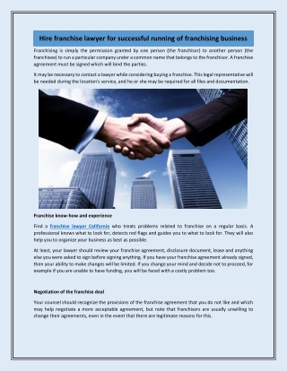 Hire franchise lawyer for successful running of franchising business