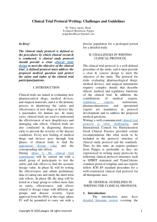 Clinical trial protocol writing: Challenges and Guidelines