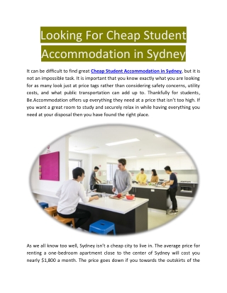 Looking for Cheap Student Accommodation in Sydney