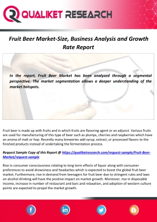 Fruit Beer Market Estimated to Expand at a Robust CAGR By 2027 | Global Analysis Report