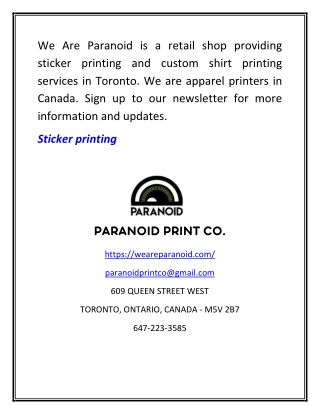 Sticker printing | We Are Paranoid