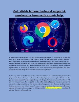 Get reliable browser technical support & resolve your issues with experts help.