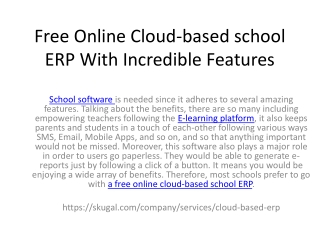 Free Online Cloud-based school ERP With Incredible Features