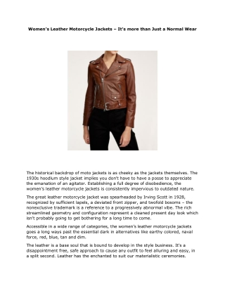 Women’s Leather Motorcycle Jackets – It’s more than Just a Normal Wear