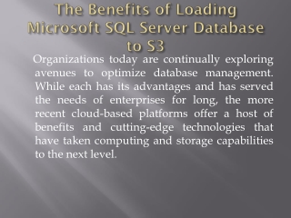 The Benefits of Loading Microsoft SQL Server Database to S3