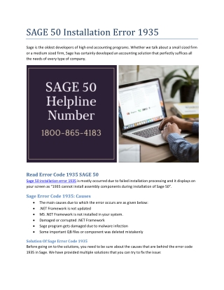 Sage 50 Installation error code 1935