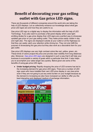 Benefit of decorating your gas selling outlet with Gas price LED signs.