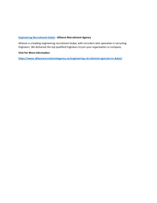 Engineering Recruitment Dubai - Alliance Recruitment Agency