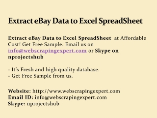 Extract eBay Data to Excel SpreadSheet