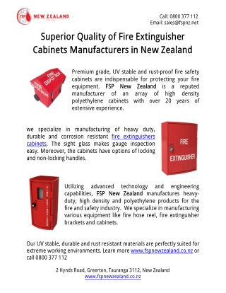 Superior Quality of Fire Extinguisher Cabinets Manufacturers in New Zealand