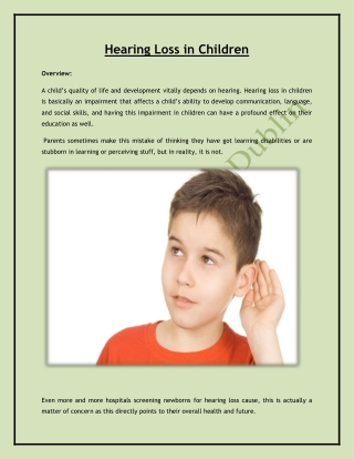 Hearing Loss in Children