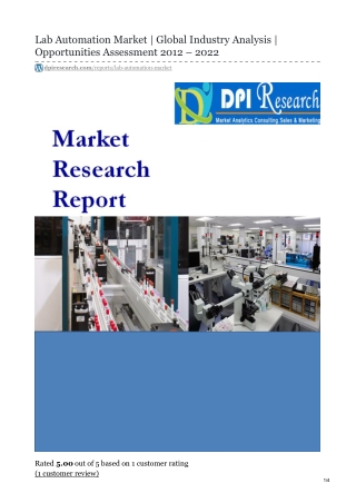 Lab Automation Market | Global Industry Report | Demand | Forecast