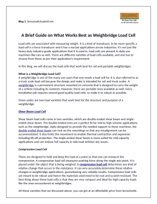 A Brief Guide on What Works Best as Weighbridge Load Cell