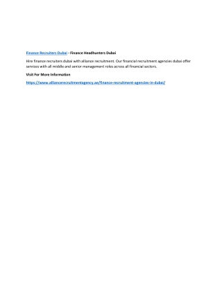 Finance Recruiters Dubai - Finance Headhunters Dubai