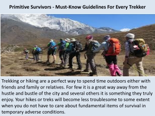 Primitive Survivors - Must-Know Guidelines For Every Trekker