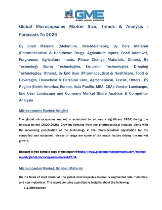 Global Microcapsules Market Size, Trends & Analysis - Forecasts To 2026