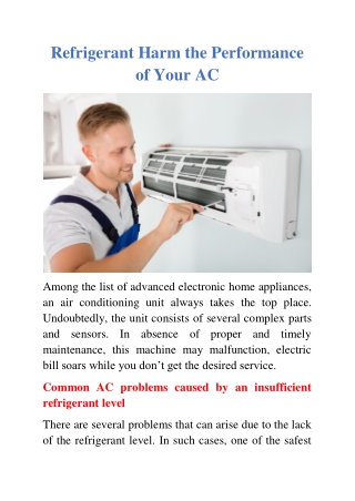 Refrigerant Harm the Performance of Your AC