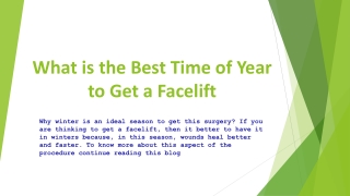 What is the Best Time of Year to Get a Facelift