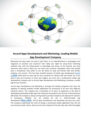 Accord Apps Development and Marketing: Leading Mobile App Development Company