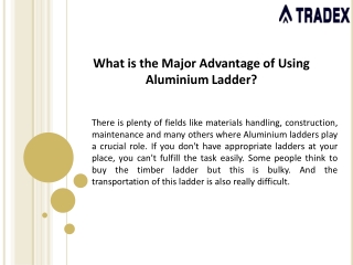 What is the Major Advantage of Using Aluminium Ladder