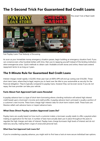 The Facts About Guaranteed Bad Credit Loans Uncovered