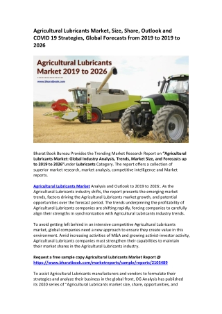 Global Agricultural Lubricants Market Research Report 2019 to 2026